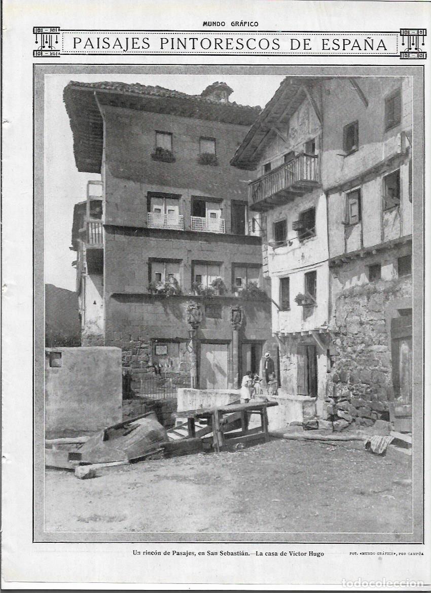 Coleccionismo: A&Ntilde;O 1913 RECORTE PRENSA SAN SEBASTIAN PASAJES CASA DE VICTOR HUGO FOTOGRAFIA DE CAMPUA