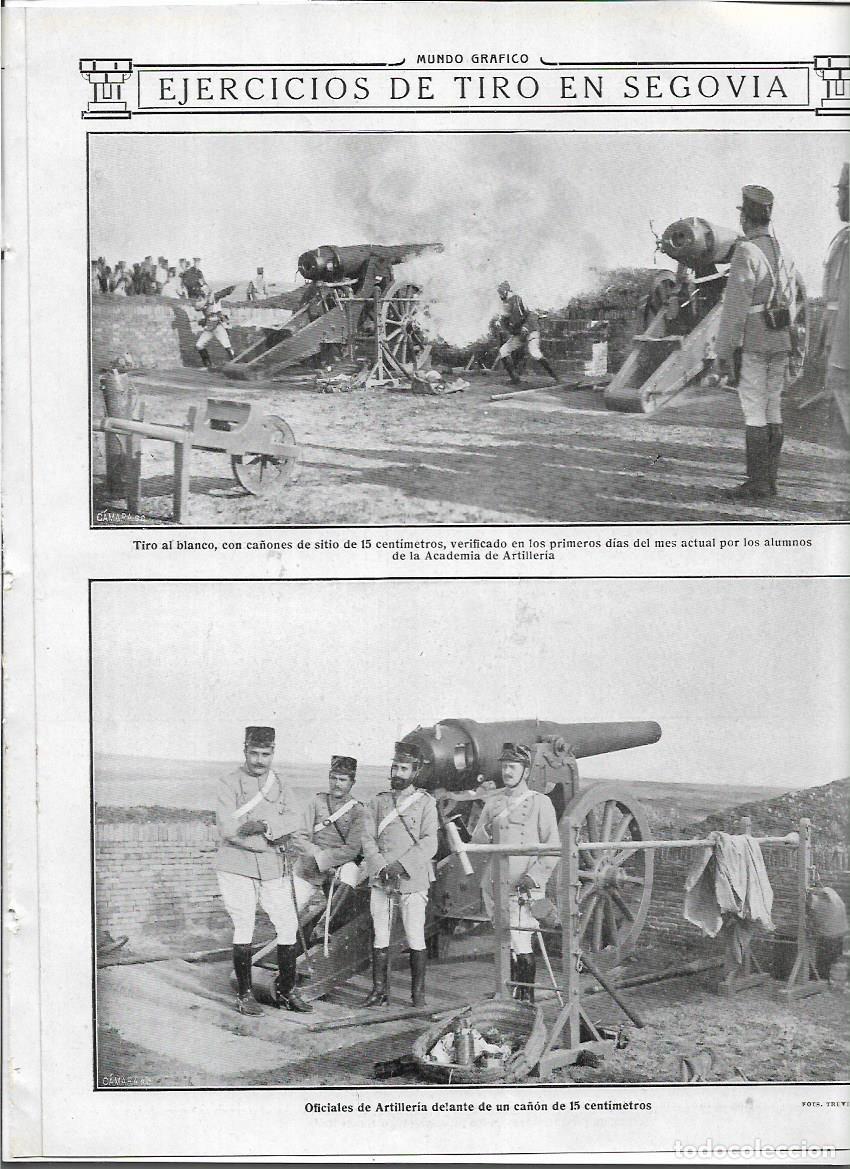 Colecionismo: A&Ntilde;O 1913 RECORTE PRENSA SEGOVIA EJERCICIOS TIRO ARTILLERIA CA&Ntilde;ON DE SITIO ACADEMIA DE ARTILLERIA