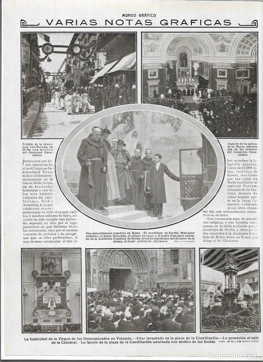 Collezionismo: A&Ntilde;O 1913 RECORTE PRENSA VALENCIA FIESTA VIRGEN DE LOS DESAMPARADOS PROCESION ALTAR