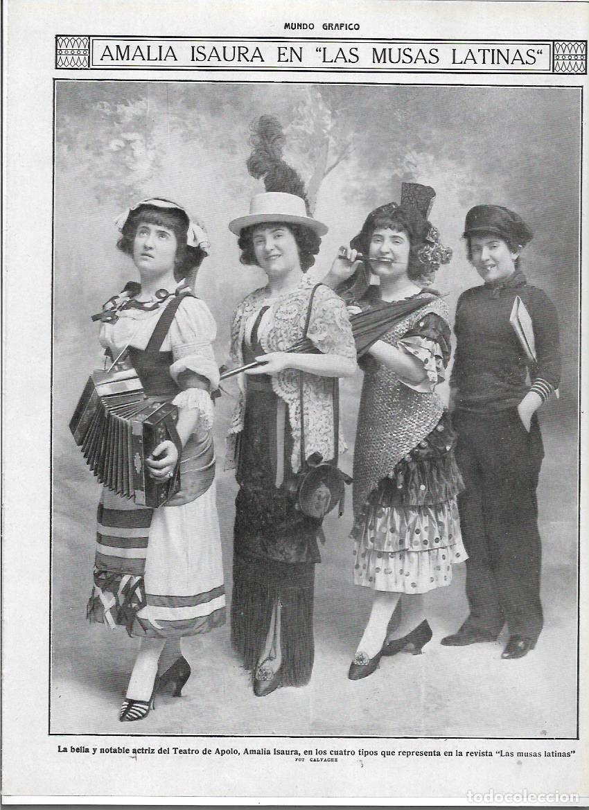 Collezionismo: A&Ntilde;O 1913 RECORTE PRENSA AMALIA ISAURA ARTISTA ACTRIZ TEATRO APOLO OBRA LAS MUSAS LATINAS