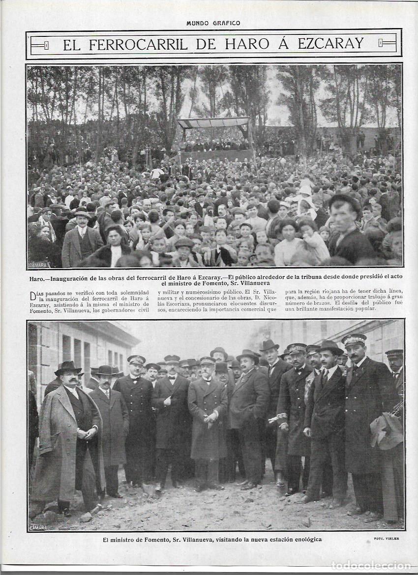 Collezionismo: A&Ntilde;O 1913 RECORTE PRENSA HARO INAUGURACION OBRAS TREN FERROCARRIL A EZCARAY ESTACION ENOLOGICA