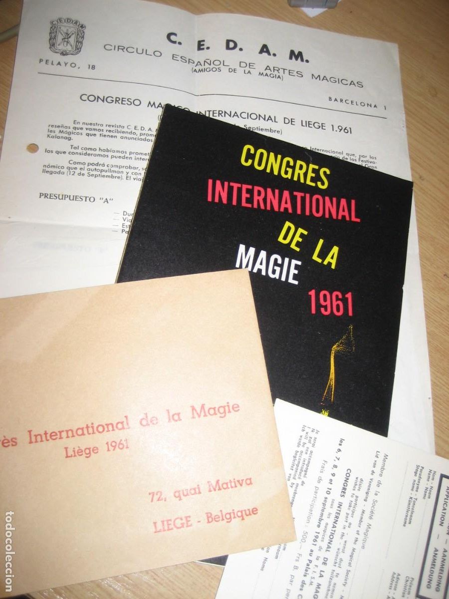 Coleccionismo: documentos congreso internacional de magia Liege belgica 1961 . mago Richman , y Duchan