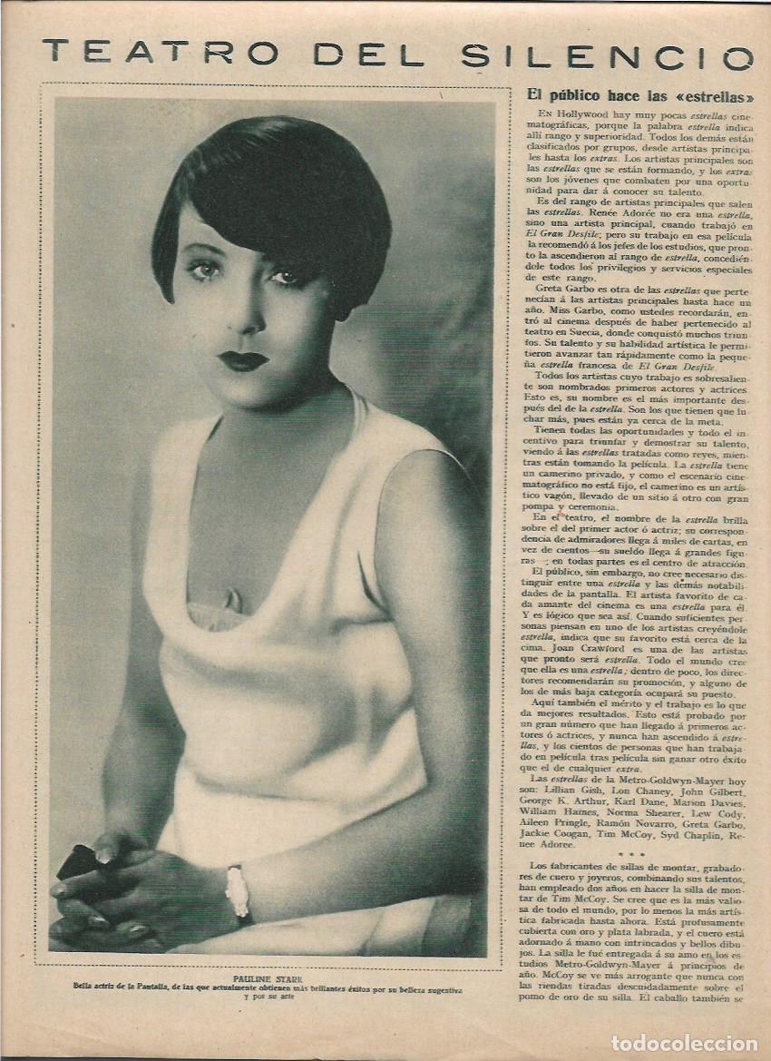 Collezionismo: A&Ntilde;O 1928 RECORTE PRENSA PAULINE STARK ARTISTA ACTRIZ DE CINE