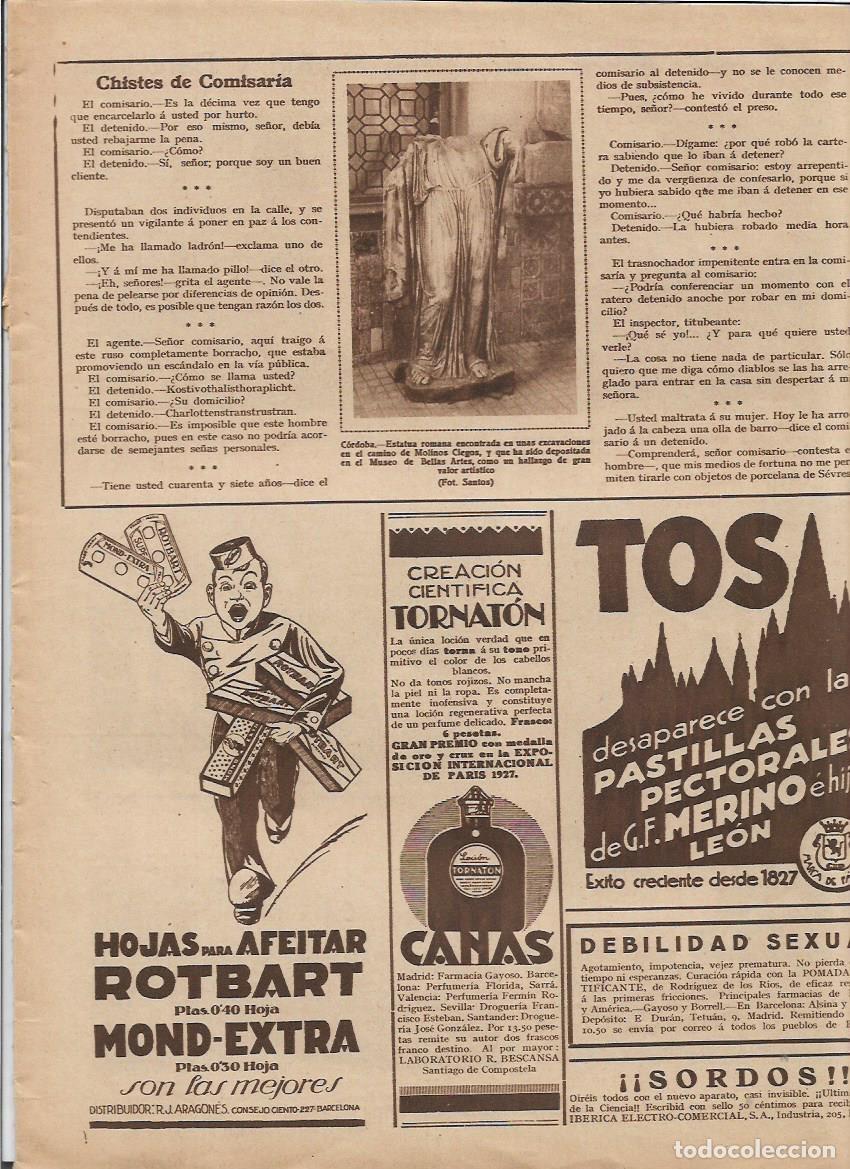 Collezionismo: A&Ntilde;O 1928 RECORTE PRENSA CORDOBA ESTATUA ROMANA EXCAVACIONES CAMINO MOLINOS CIEGOS ARQUEOLOGIA