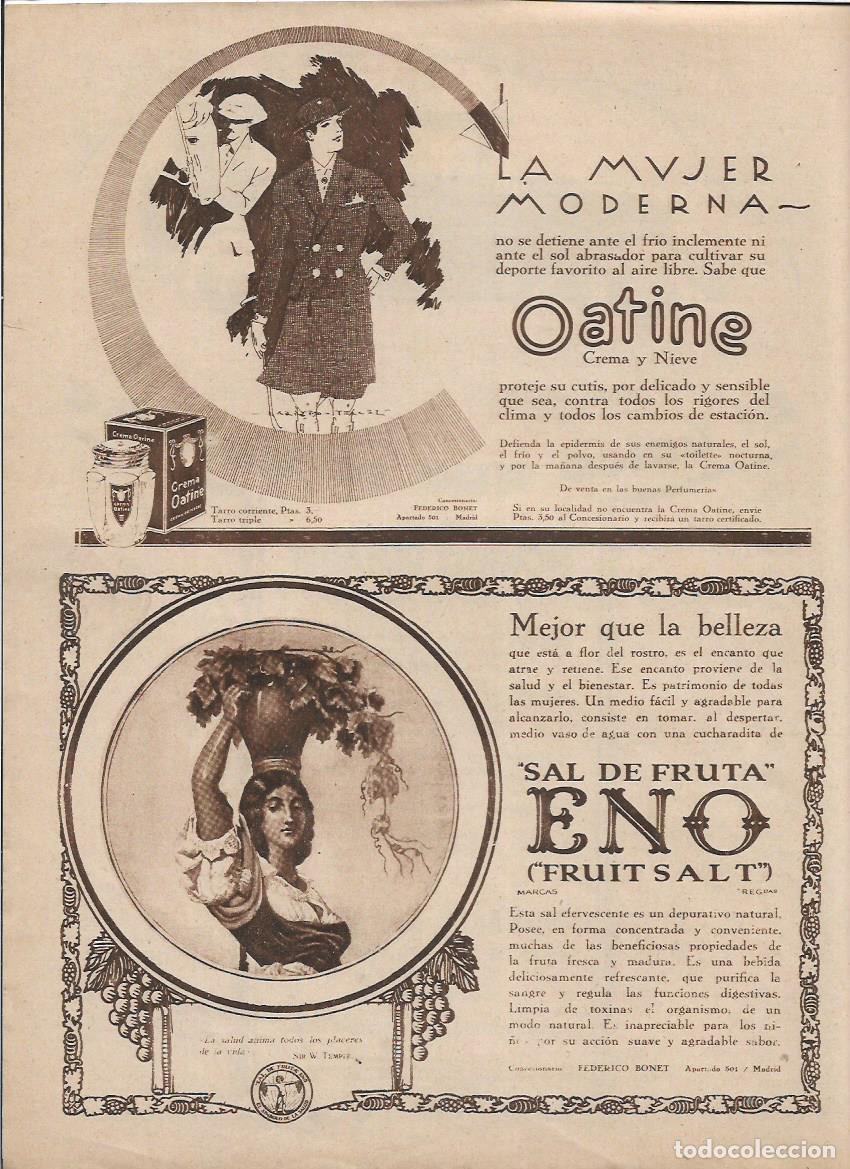Collezionismo: A&Ntilde;O 1928 RECORTE PRENSA PUBLICIDAD OATINE COSMETICA CREMA NIEVE CUTIS FEDERICO BONET