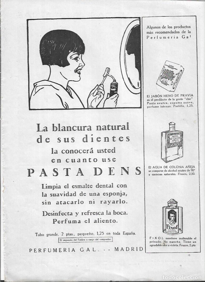 Collezionismo: A&Ntilde;O 1928 RECORTE PRENSA PUBLICIDAD PASTA DENS DENTIFRICO HENO DE PRAVIA FIXOL COLONIA A&Ntilde;EJA GAL