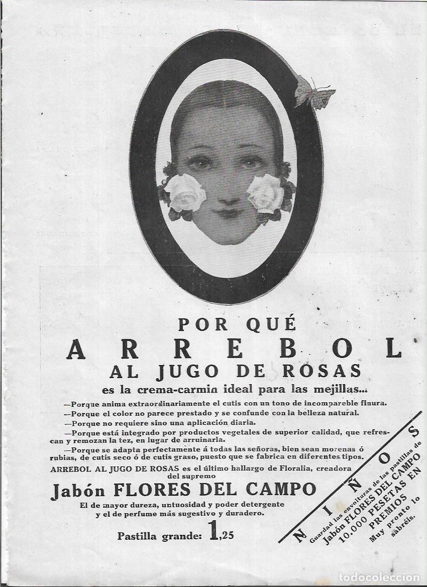 Collezionismo: A&Ntilde;O 1928 RECORTE PRENSA PUBLICIDAD ARREBOL JUGO DE ROSAS JABON FLORS DEL CAMPO FLORALIA COSMETICA