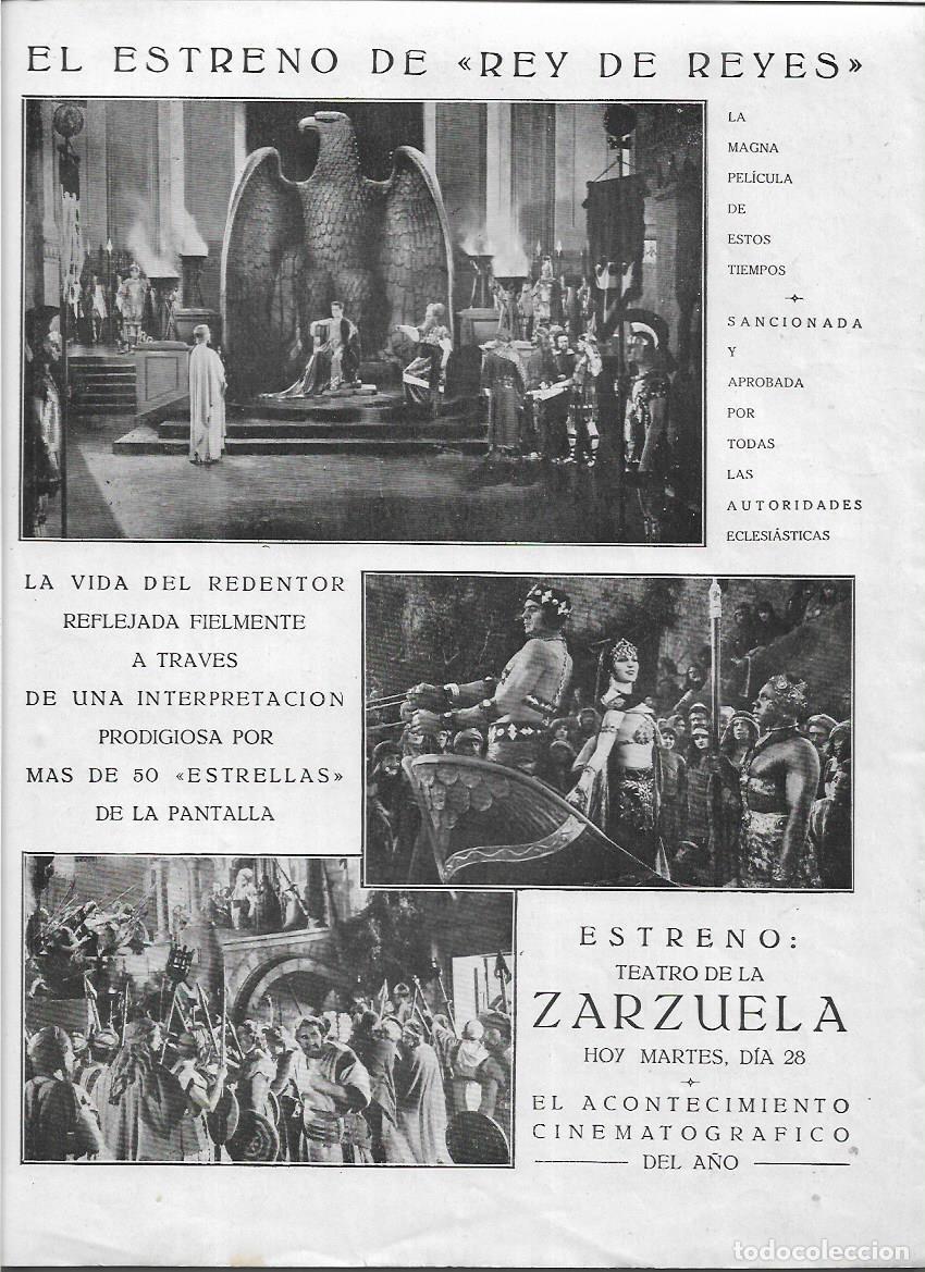 Collezionismo: A&Ntilde;O 1928 RECORTE PRENSA CINE ESTRENO PELICULA REY DE REYES EN TEATRO DE LA ZARZUELA APROBADA CENSURA