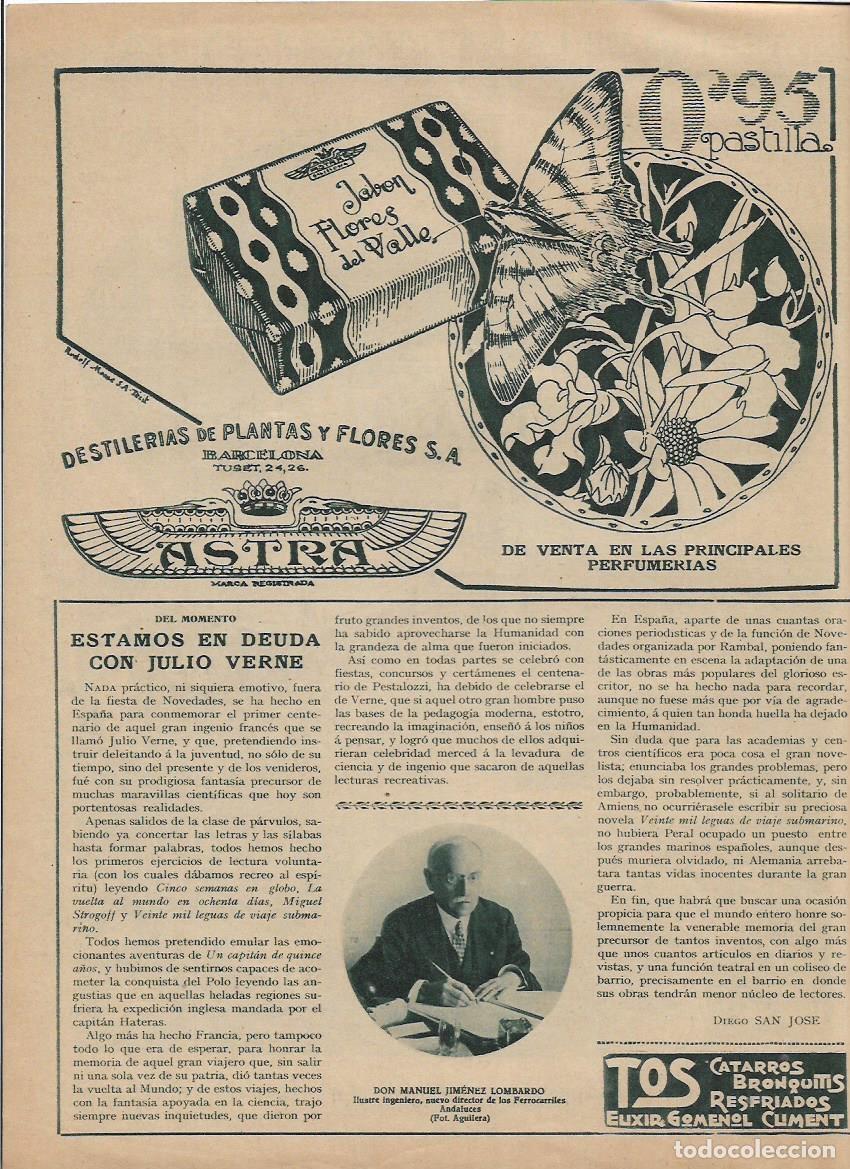 Collectionnisme: A&Ntilde;O 1928 RECORTE PRENSA PUBLICIDAD JABON FLORES DEL VALLE DESTILERIAS PLANTAS Y FLORES ASTRA
