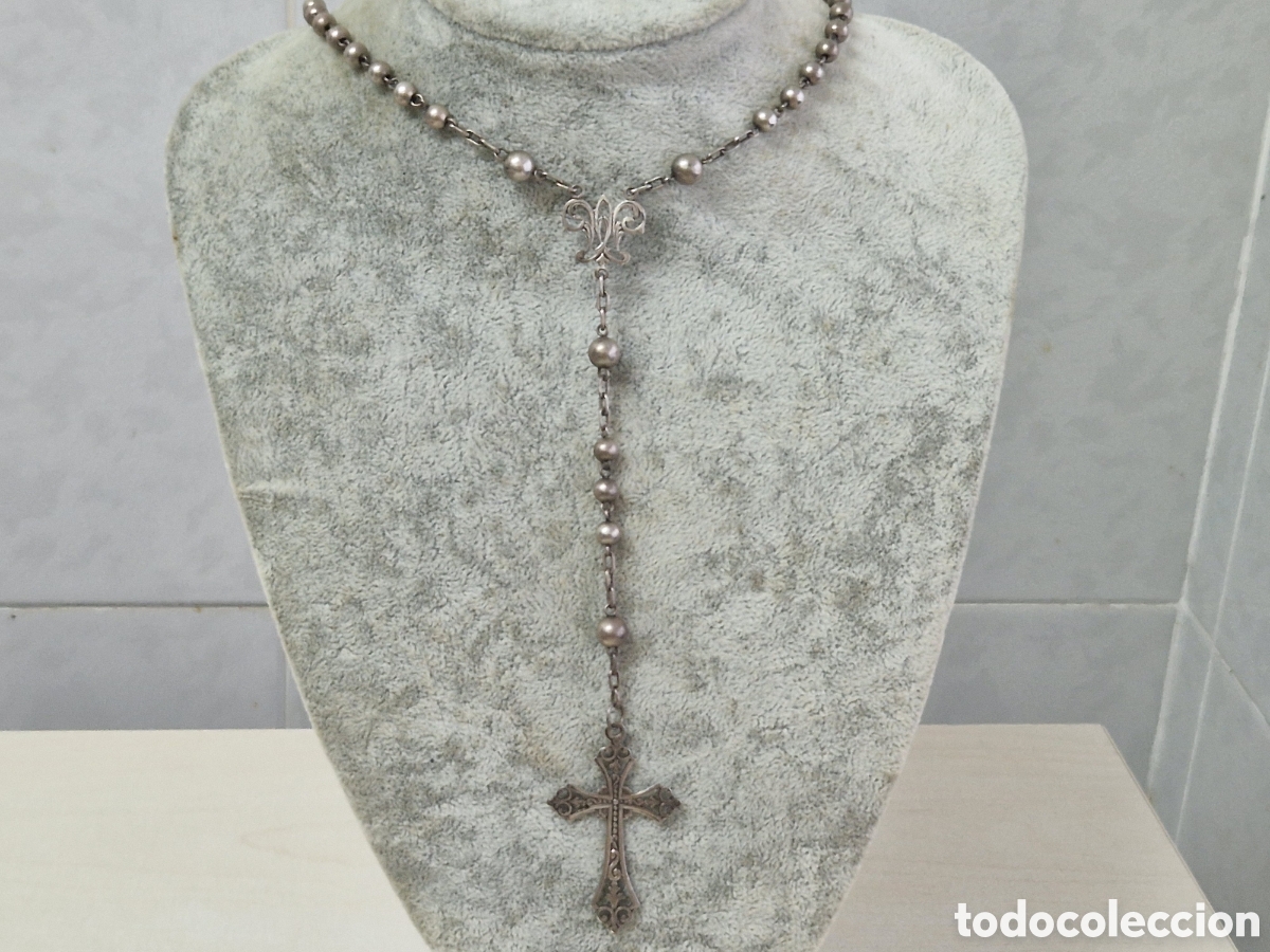 Coleccionismo: ROSARIO GRANDE DE PLATA 44 CM - Foto 3