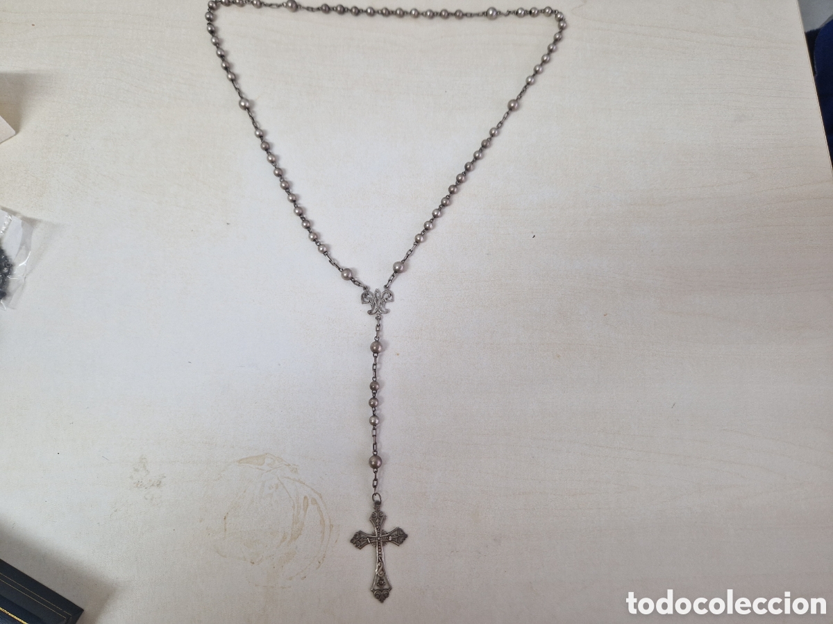 Coleccionismo: ROSARIO GRANDE DE PLATA 44 CM - Foto 4