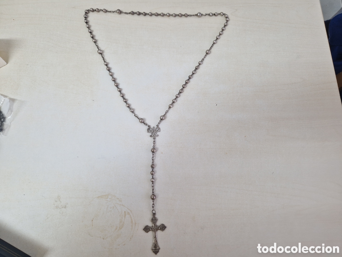 Coleccionismo: ROSARIO GRANDE DE PLATA 44 CM - Foto 5