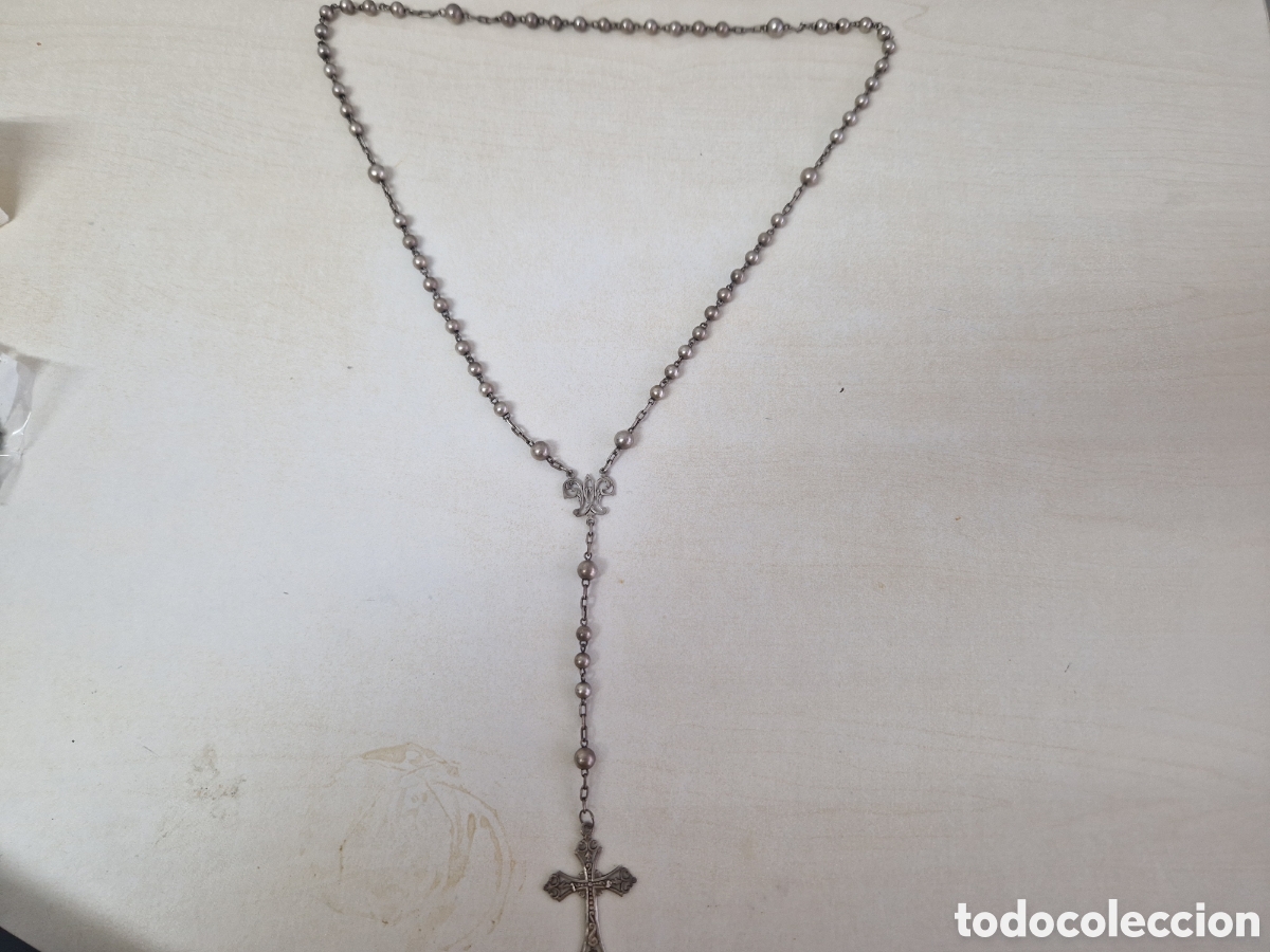 Coleccionismo: ROSARIO GRANDE DE PLATA 44 CM - Foto 7