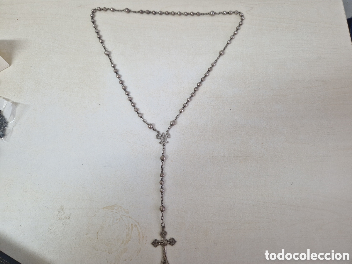 Coleccionismo: ROSARIO GRANDE DE PLATA 44 CM - Foto 8