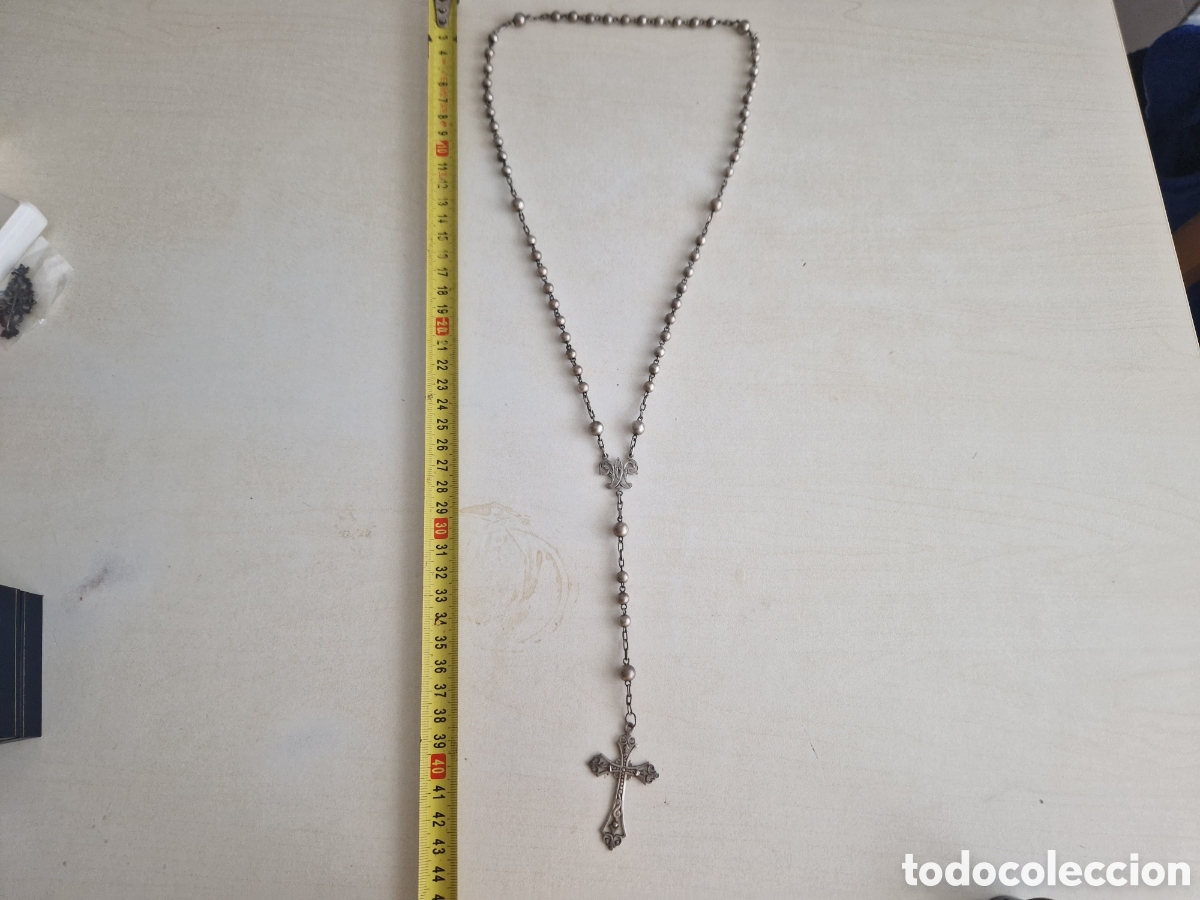 Coleccionismo: ROSARIO GRANDE DE PLATA 44 CM - Foto 9