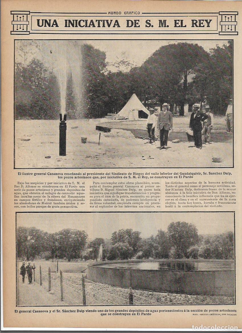 Collectionnisme: A&Ntilde;O 1913 RECORTE PRENSA MADRID EL PARDO DEPOSITOS AGUA CONSTRUCCION POZOS ARTESIANOS INICIATIVA REY