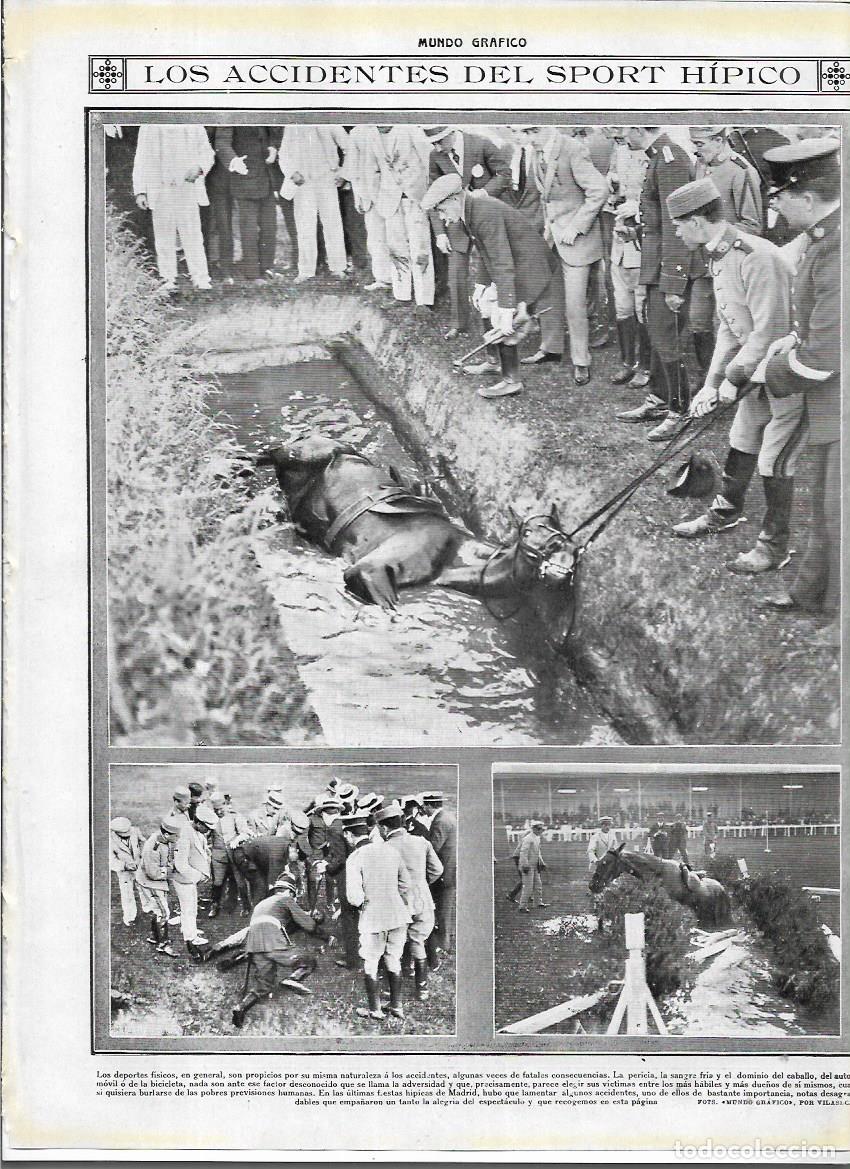 Collectionnisme: A&Ntilde;O 1913 RECORTE PRENSA HIPICA ACCIDENTE HIPODROMO DE MADRID CAIDA CABALLOS