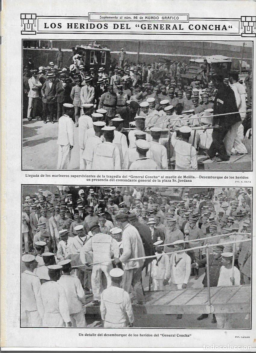 Collectionnisme: A&Ntilde;O 1913 RECORTE PRENS MELILLA TRAGEDIA ATAQUE BARCO GENERAL CONCHA HERIDOS MARINEROS SUPERVIVIENTES