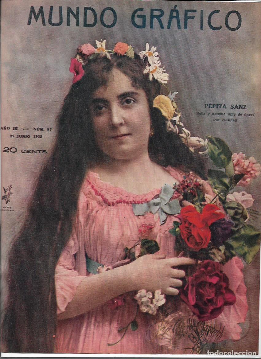 Collectionnisme: A&Ntilde;O 1913 RECORTE PRENSA PEPITA SANZ ARTISTA CANTANTE TIPLE DE OPERA FOTOGRAFIA CALVACHE
