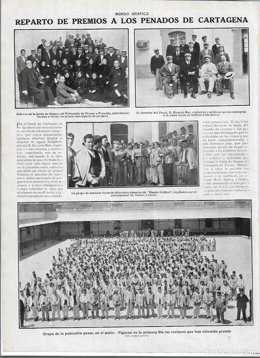 Collectionnisme: A&Ntilde;O 1913 RECORTE PRENSA CARTAGENA CARCEL REPARTO PREMIOS A LOS PENADOS RICARDO MUR DIRECTOR