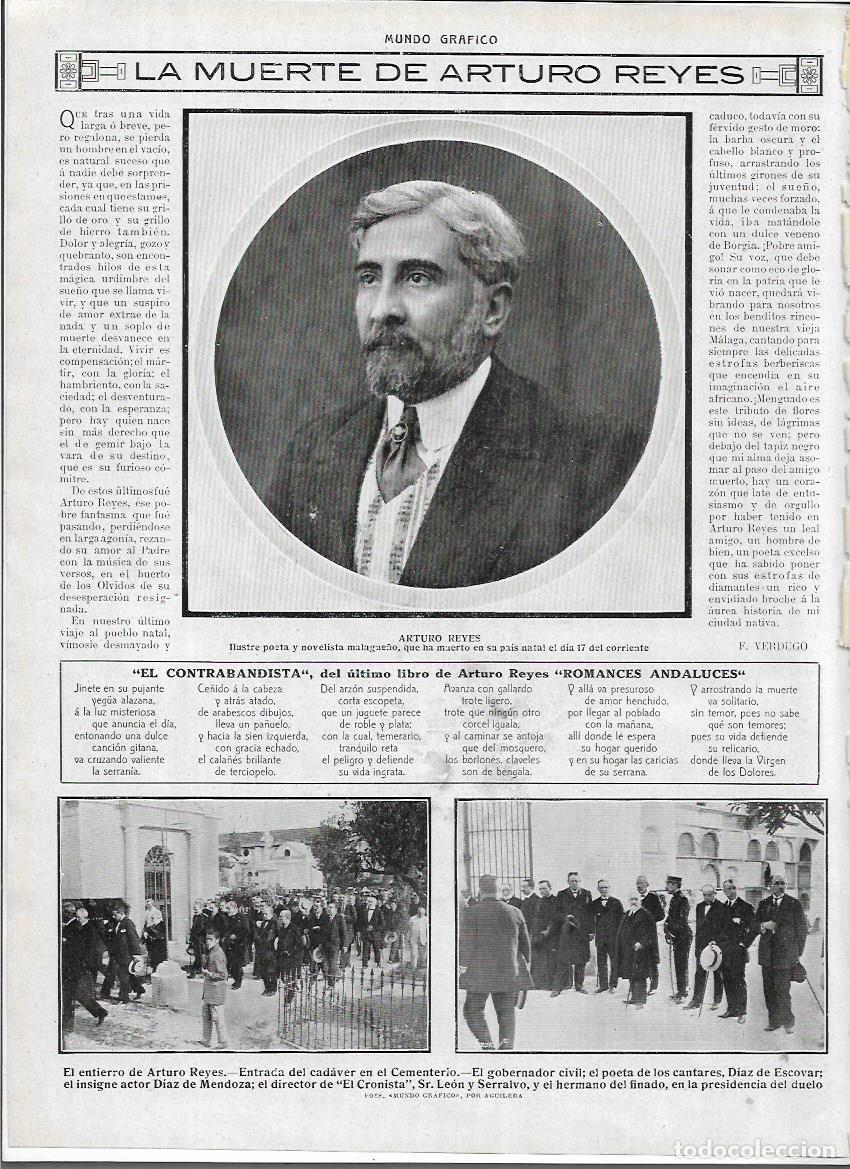 Collectionnisme: A&Ntilde;O 1913 RECORTE PRENSA MALAGA MUERTE ENTIERRO POETA ARTURO REYES POETA DE LOS CANTARES ROMANCES