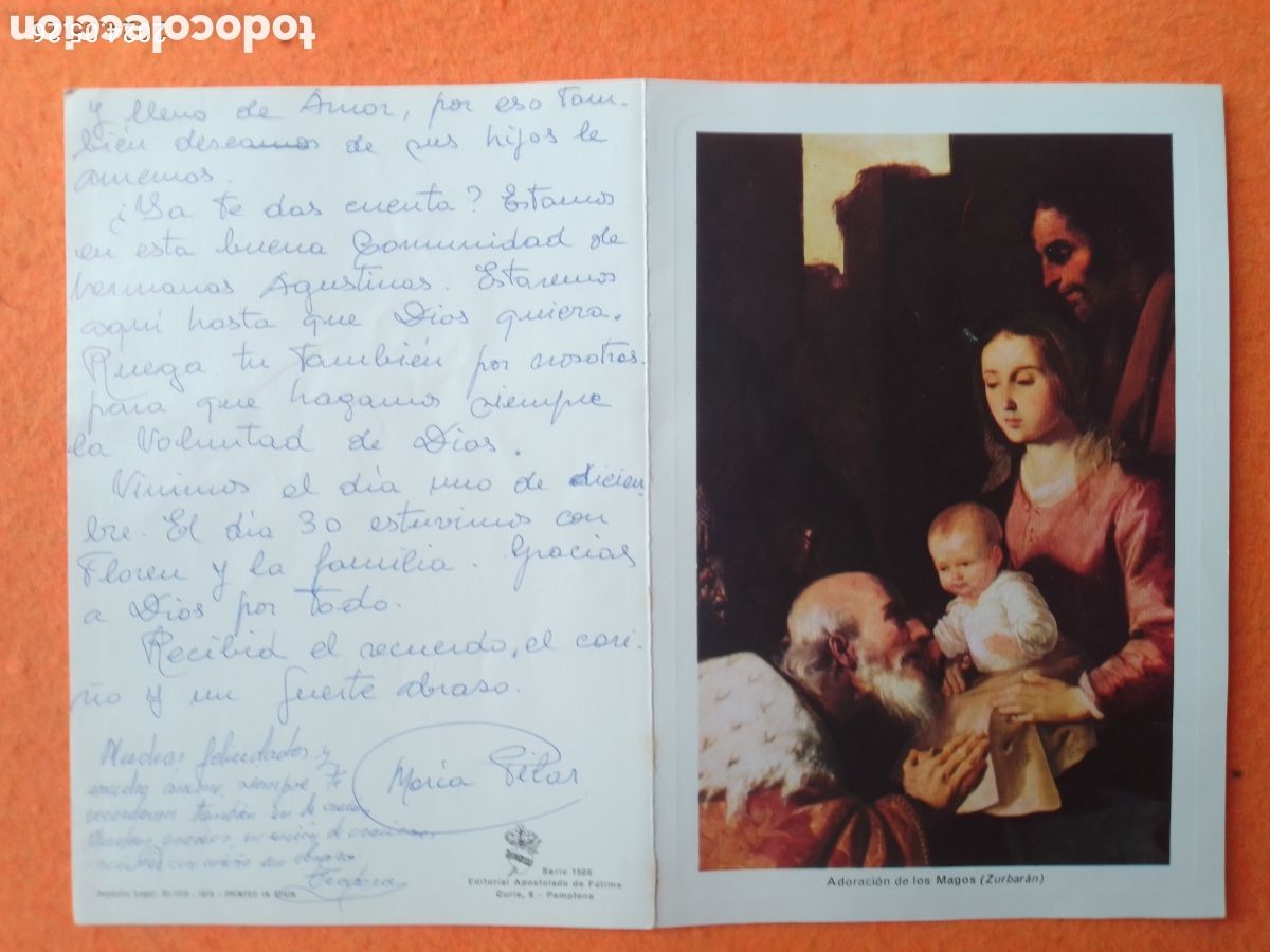 Coleccionismo: ADORACI&Oacute;N DE LOS MAGOS (ZURBAR&Aacute;N) - serie 1508 - editorial apostolado de F&aacute;tima - Pamplona