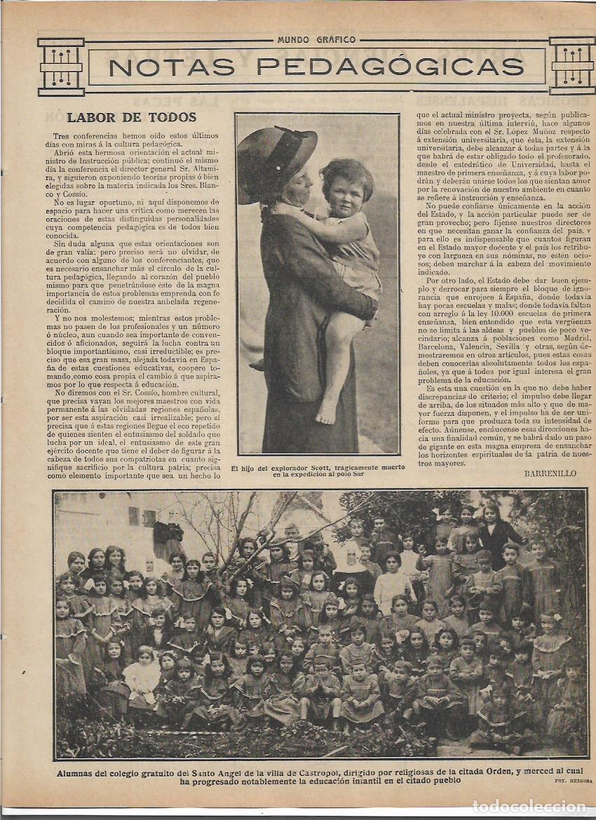 Collectionnisme: A&Ntilde;O 1913 RECORTE PRENSA CASTROPOL ALUMNAS COLEGIO ESCUELA DEL SANTO ANGEL EDUCACION INFANTIL