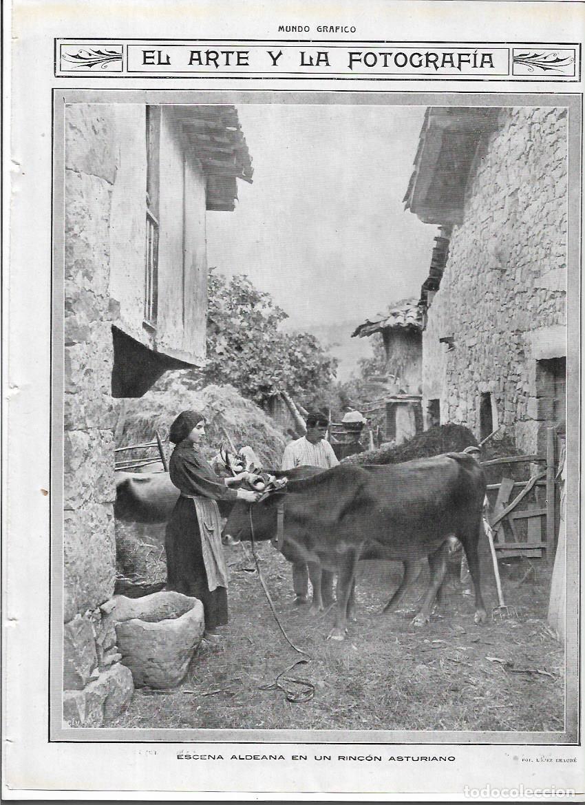 Collectionnisme: A&Ntilde;O 1913 RECORTE PRENSA FOTOGRAFIA ARTISTICA ESCENA ALDEA DE ASTURIAS BUEYES VACAS FOTO LOPEZ BEAUBE