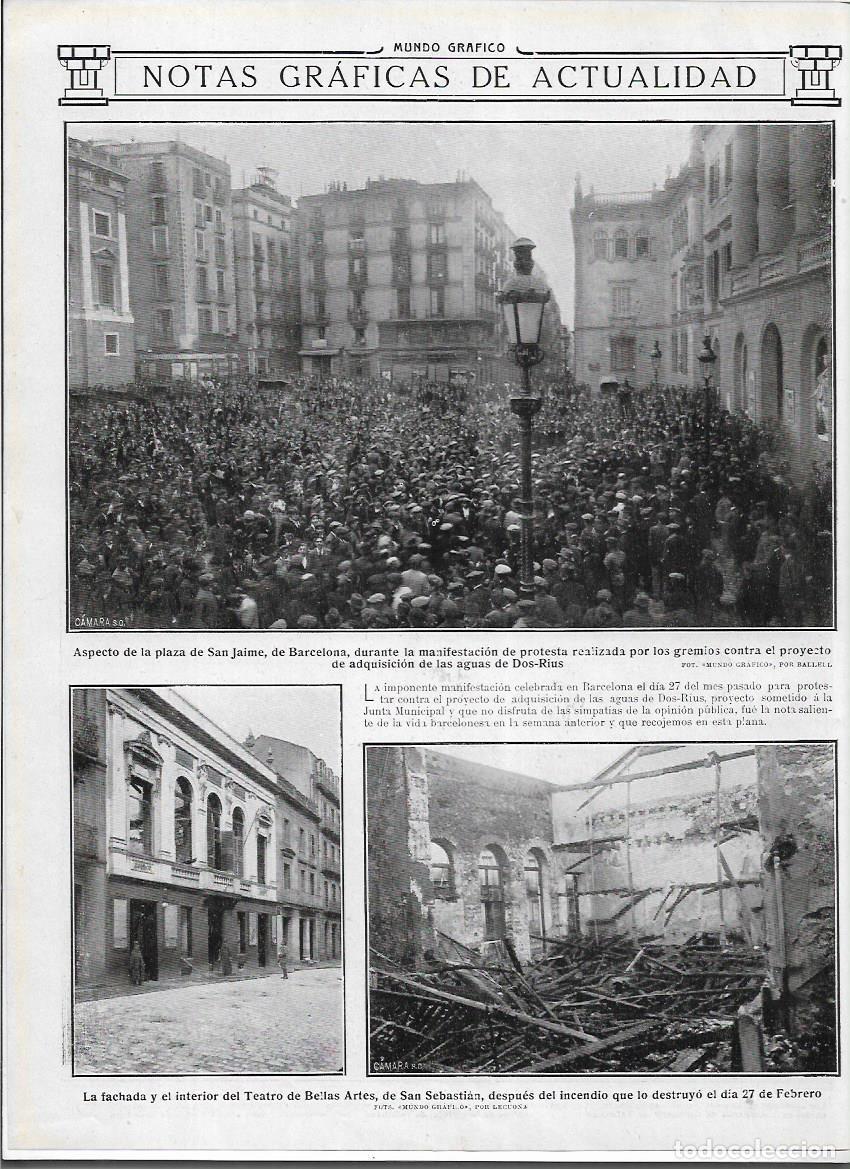 Collectionnisme: A&Ntilde;O 1913 RECORTE PRENSA SAN SEBASTIAN INCENDIO DEL TEATRO DE BELLAS ARTES