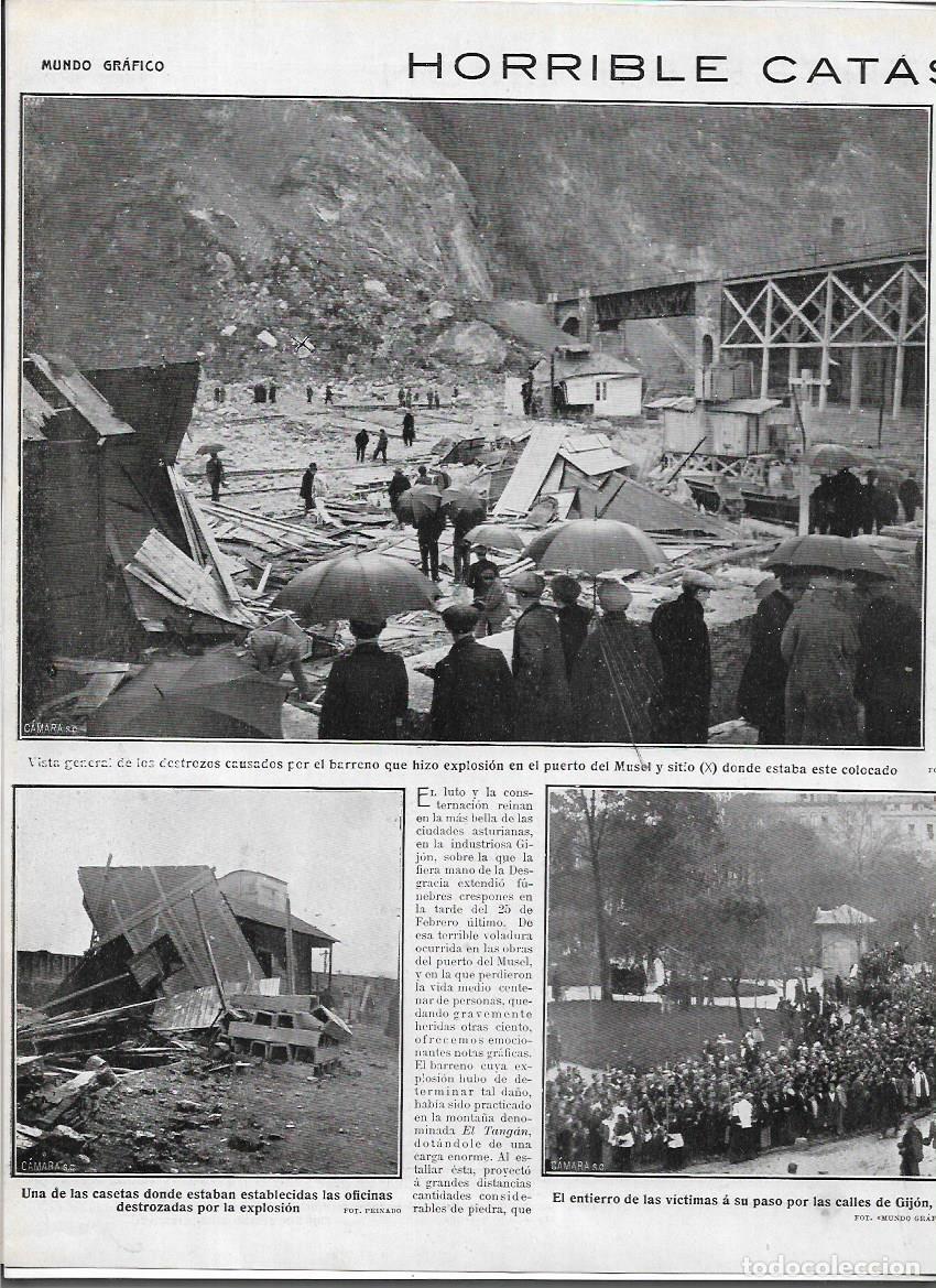 Collectionnisme: A&Ntilde;O 1913 RECORTE PRENSA GIJON CATASTROFE DESTROZOS EXPLOSION PUERTO EL MUSEL ENTIERRO VICTIMAS