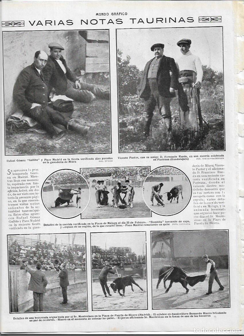 Collectionnisme: A&Ntilde;O 1913 RECORTE PRENSA TORERO VICENTE PASTOR CON FERNANDO RUEDA CACERIA EN PASTRANA GUADALAJARA