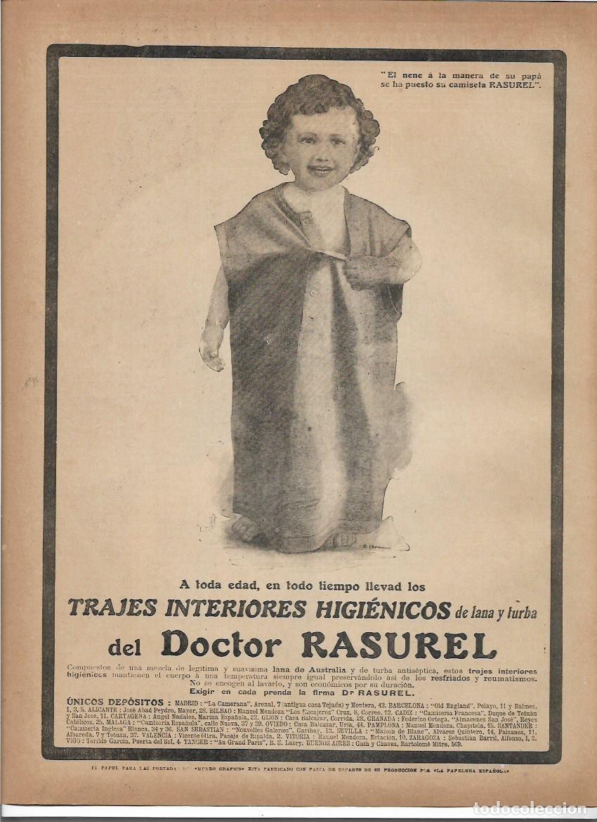Collectionnisme: A&Ntilde;O 1913 RECORTE PRENSA PUBLICIDAD RASUREL ROPA INTERIOR TRAJES INTERIORES HIGIENICOS