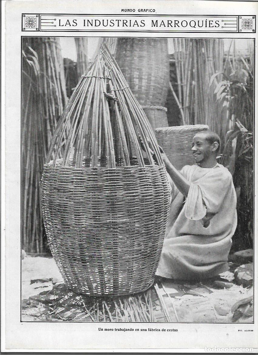 Collectionnisme: A&Ntilde;O 1913 RECORTE PRENSA MARRUECOS INDUSTRIA MARROQUI FABRICA DE CESTAS MIMBRE