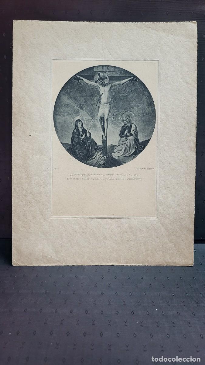 Collectionnisme: ANTIGUA LAMINA RELIGIOSA LA VIRGEN AL PIE DE LA CRUZ RAZON Y FE MADRID NUMERO 43