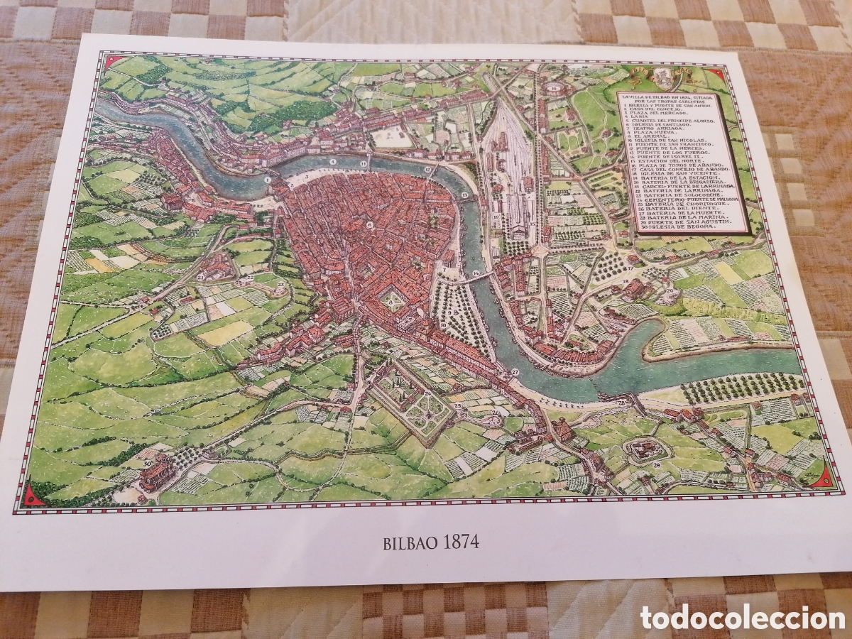 Coleccionismo: L&aacute;mina La Villa De Bilbao En 1874. El Correo BBK.27x36. Tras La Guerra, La Paz. El Gran Crecimiento.