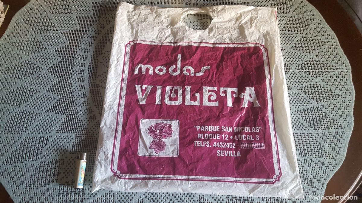 Coleccionismo: Antigua bolsa de pl&aacute;stico, Modas Violeta. - Foto 1