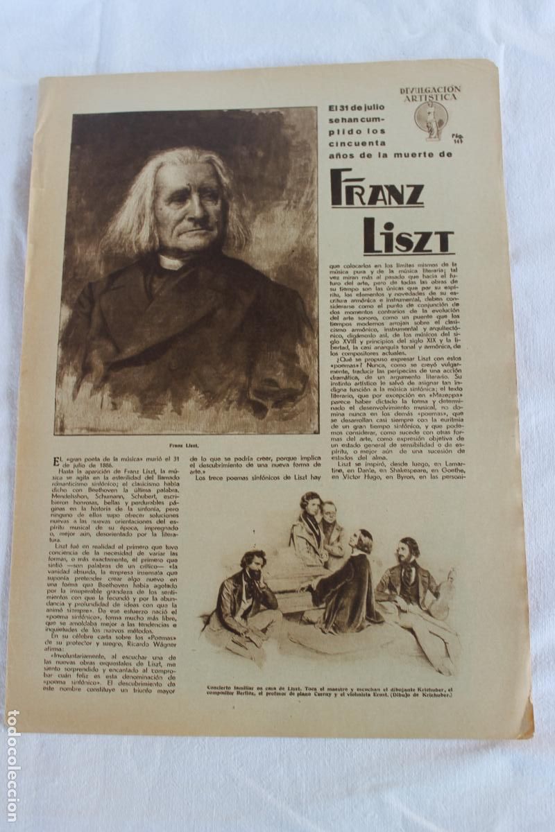 Colecionismo: FRANZ LISZT 50 A&Ntilde;OS DE SU MUERTE