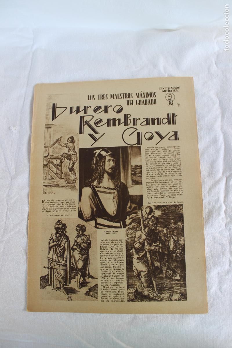 Collecting paper: DURERO REMBRANDDT Y GOYA TRES MAESTROS DEL GRABADO