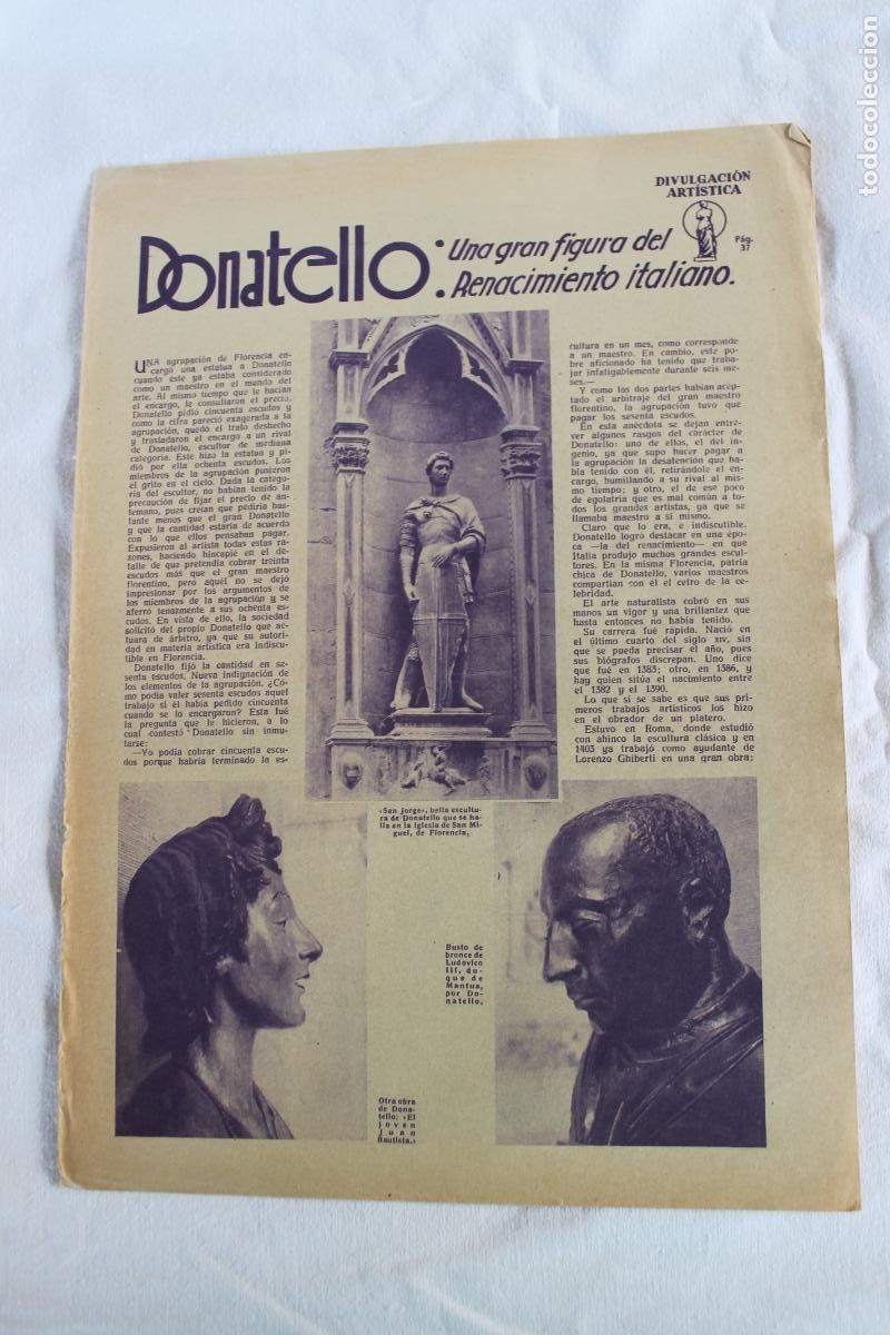 Coleccionismo: DONATELLO FIGURA DEL RENACIMIENTO ITALIANO