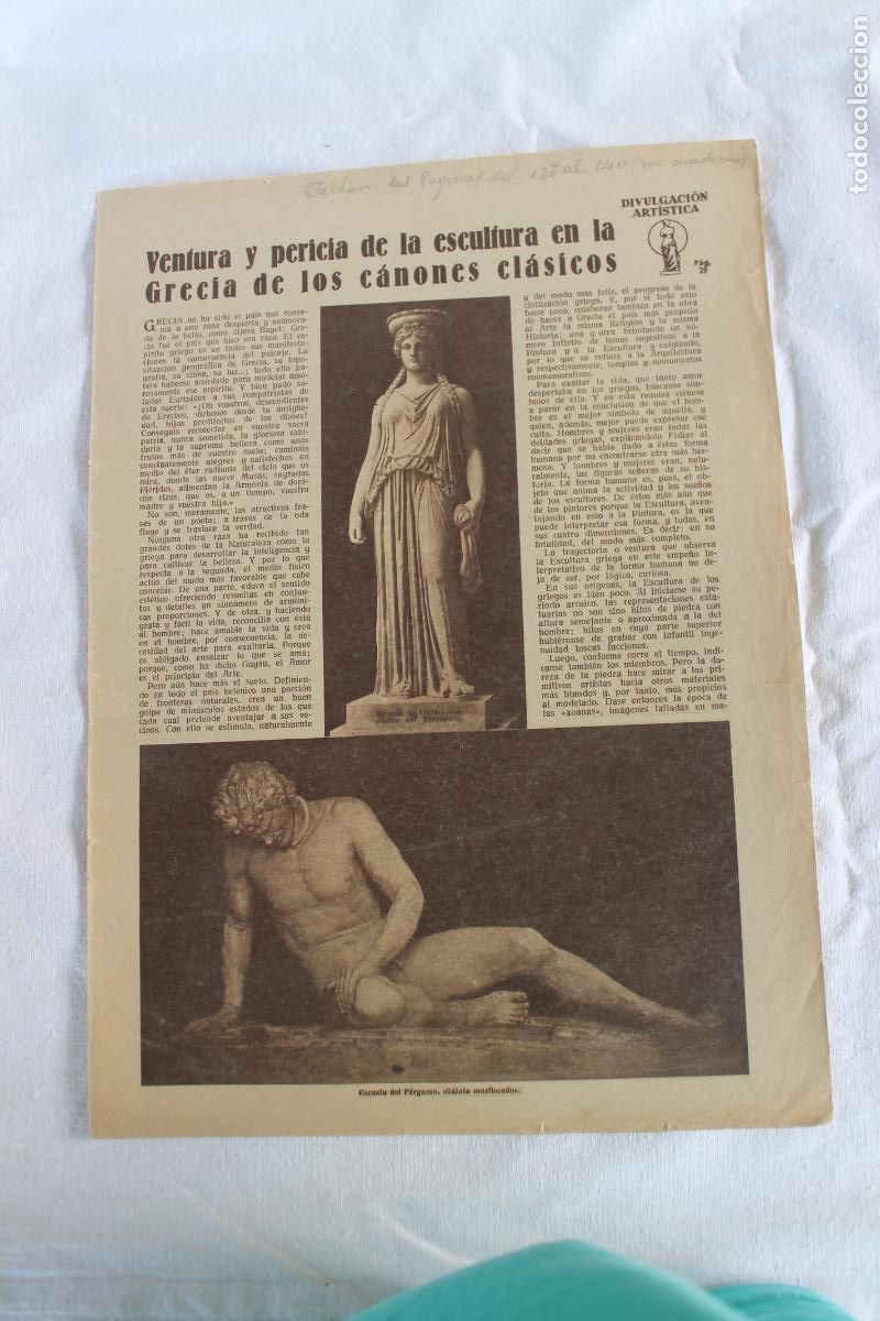 Collecting paper: ESCULTURA EN LA GRECIA DE LOS CANONES CLASICOS A&Ntilde;OS 30