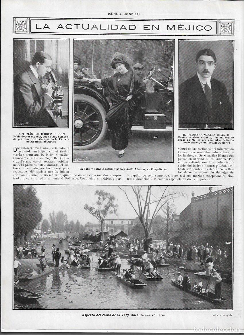 Collecting paper: A&Ntilde;O 1913 RECORTE PRENSA ANITA ADAMUZ ARTISTA ACTRIZ ESPA&Ntilde;OLA EN CHAPALTEPEC MEJICO