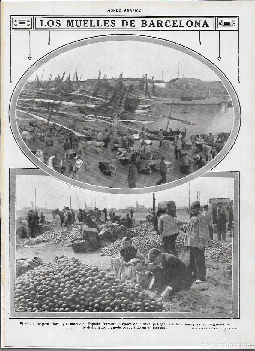 Collectionnisme: A&Ntilde;O 1913 RECORTE PRENSA PUERTO BARCELONA MUELLE PESCADORES ESPA&Ntilde;A CARGAMENTOS DE NARANJAS