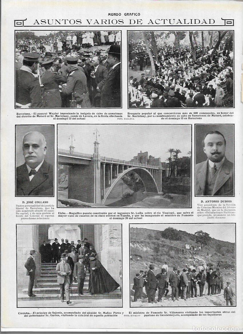Collectionnisme: A&Ntilde;O 1913 RECORTE PRENSA ELCHE PUENTE SOBRE RIO VINALOPO CONSTRUIDO INGENIERO LUI&Ntilde;A