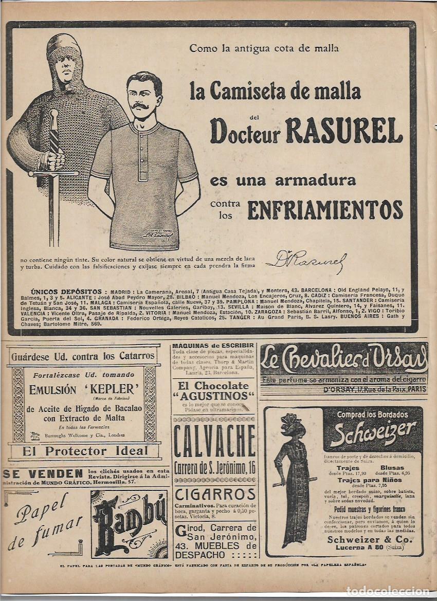 Collectionnisme: A&Ntilde;O 1913 RECORTE PRENSA PUBLICIDAD RASUREL ROPA INTERIOR TRAJES INTERIORES HIGIENICOS CAMISETA MALLA