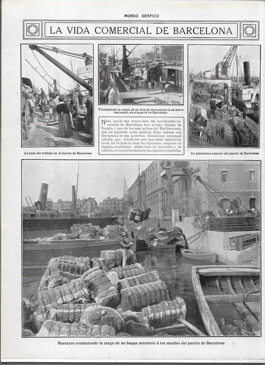 Collectionnisme: A&Ntilde;O 1913 RECORTE PRENSA MUELLE PUERTO BARCELONA VIDA COMERCIAL CARGA BUQUES PASAJEROS