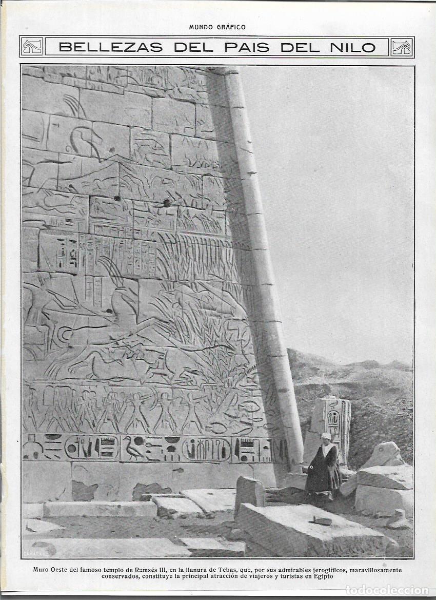 Collezionismo: A&Ntilde;O 1913 RECORTE PRENSA EGIPTO MURO OESTE TEMPLO DE RAMSES III TEBAS JEROGLIFICO
