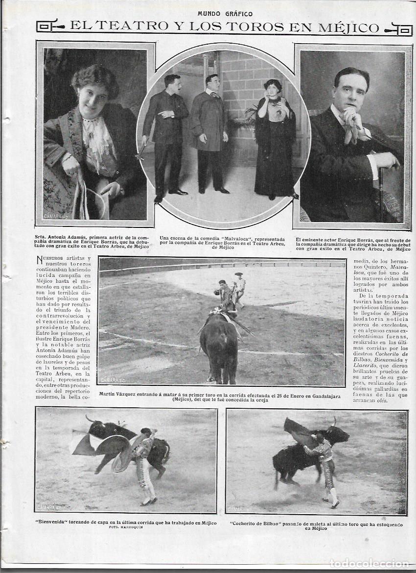 Collezionismo: A&Ntilde;O 1913 RECORTE PRENSA TEATRO ANTONIA ADAMUZ ENIRQUE BORRAS EN EL TEATRO ARBEU DE MEJICO EXITO
