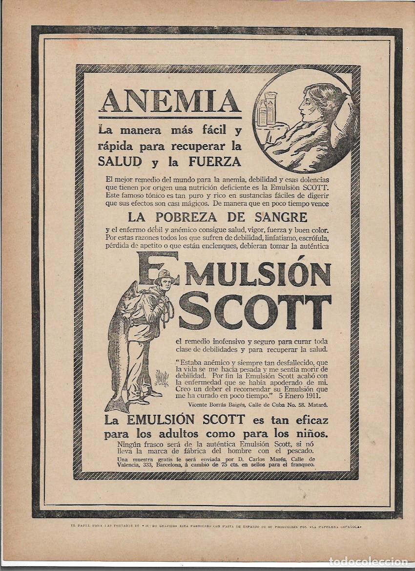 Sammelleidenschaft Papier: A&Ntilde;O 1913 RECORTE PRENSA PUBLICIDAD EMULSION SCOTT RECONSTITUYENTE PRODUCTOS FARMACEUTICOS ANEMIA