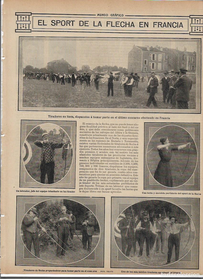 Sammelleidenschaft Papier: A&Ntilde;O 1913 RECORTE PRENSA DEPORTES FRANCIA TIRO EN ARCO SPORT DE LA FLECHA TIRO EN ARCO