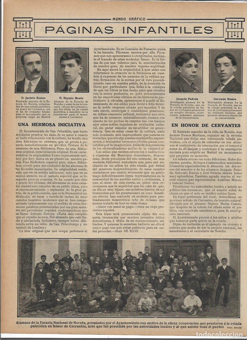 Sammelleidenschaft Papier: A&Ntilde;O 1913 RECORTE PRENSA NORE&Ntilde;A ASTURIAS NI&Ntilde;OS ALUMNOS ESCUELA NACIONAL VELADA HONOR A CERVANTES